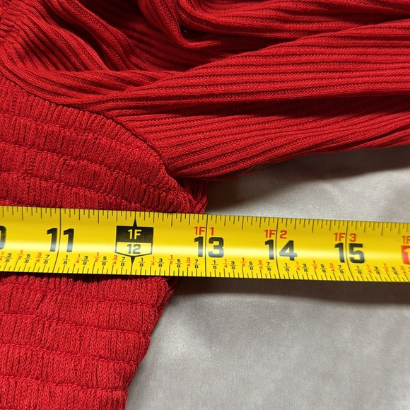 Anthropologie Red Top Womens Medium Square Neck Smocked Bishop Sleeves Cropped - Picture 8 of 10